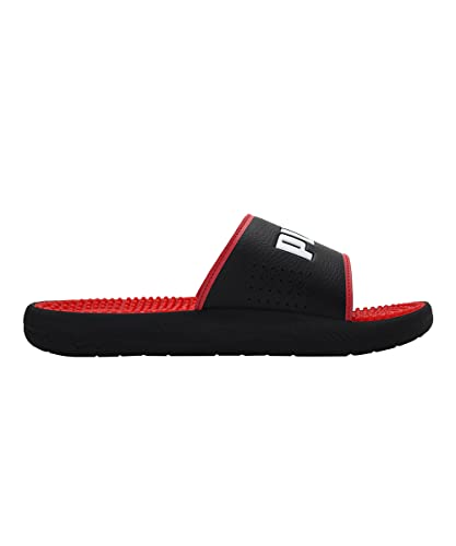 PUMA PUMA(プーマ) Men's Slide Sandals, Soles, Acupressure, 22 Spring Summer Color Puma Black/Puma White/High Risk Red (03), 27.0 cm