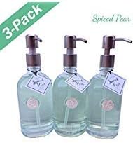 Hand Soap by Aroma Aria | Luxurious Decorative Refillable Glass Bottle with Titanium or Gold Pump | 12 fl.oz. (Spiced Pear)