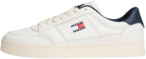 Tommy Jeans Uomo Sneakers con Suola Preformata The Greenwich New in Pelle, Blu (Ecru/Dark Night Navy), 42