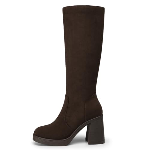 Athlefit Knee High Boots Women Platform Tall Fall Brown Boots Size 10 — view 5