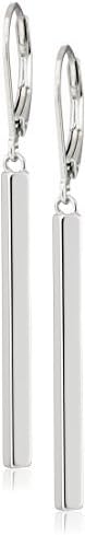 Amazon Collection 18K Yellow Gold or 14K Rose Gold Over Sterling Silver Bar Drop Earrings