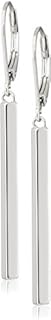 Amazon Collection 18K Yellow Gold or 14K Rose Gold Over Sterling Silver Bar Drop Earrings
