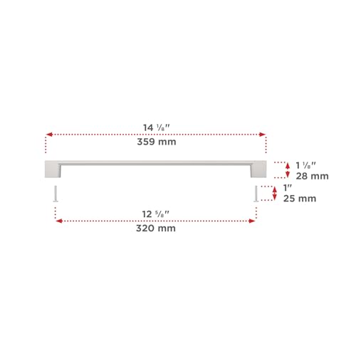 Image of Richelieu Hardware BP8160320195 Armadale Collection 12 5 /8-inch (320 mm) Center-to-Center Brushed Nickel Modern Cabinet and Drawer Pull Handle for Kitchen, Bathroom, and Furniture