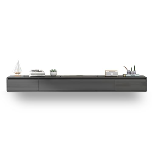 Moderno mueble flotante para TV, consola de pared de 160 cm con 2 drers, elegante Stora gris para espacios pequeños, estante de TV que ahorra espacio, ideal para apartamentos