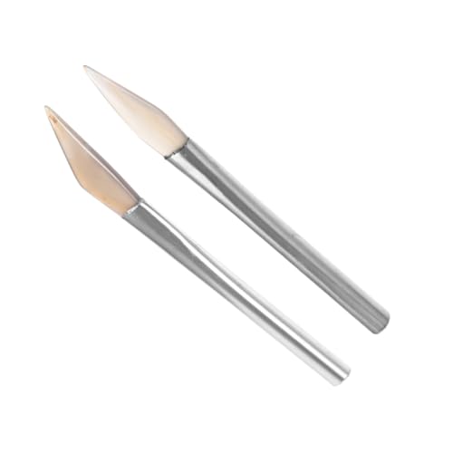 Artibetter Bruñidor De Ágata Natural Con Mango Corto De Acero Inoxidable 2 Piezas Para Pulir Joyas De Oro y Plata Herramientas Para Joyería Uso Profesional Diario