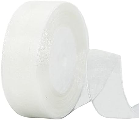 Sheer Black Organza Chiffon Ribbon 25mm for Gift Wrapping,45m Clear Chiffon Ribbon Hair Ribbon Birthday Gift Wrap Ribbon Halloween Ribbon Organza for Crafting,Making Wreath Bows,Wedding Decorations