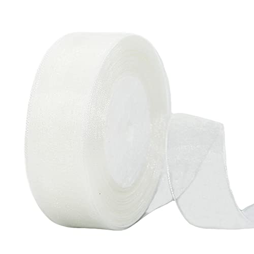 Cinta de Chiffon Organza Tul de Blanco Transparente para Embalaje Regalos Globos,40mm x 45m Cintas para Invitaciones y Decoración Regalos de Bodas Ramos Cumpleaños Navidad Envoltorios