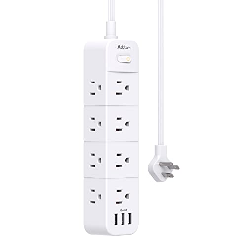Ultra Thin Flat Plug Extension Cord - Power Strip Surge Protector, 12 Outlets With 3 Usb Ports, Outlet Extender Strip With 5Ft, Wall Mount For Dorm Home Office, Etl Listed #TOP22