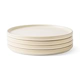 AmorArc Stoneware Dinner Plates Set of 4, 10.25 Inch Reactive Matte Glaze Ceramic Plates Set, Modern Dinnerware Dish set for Kitchen,Microwave, Dishwasher Safe, Scratch Resistant - Ivory