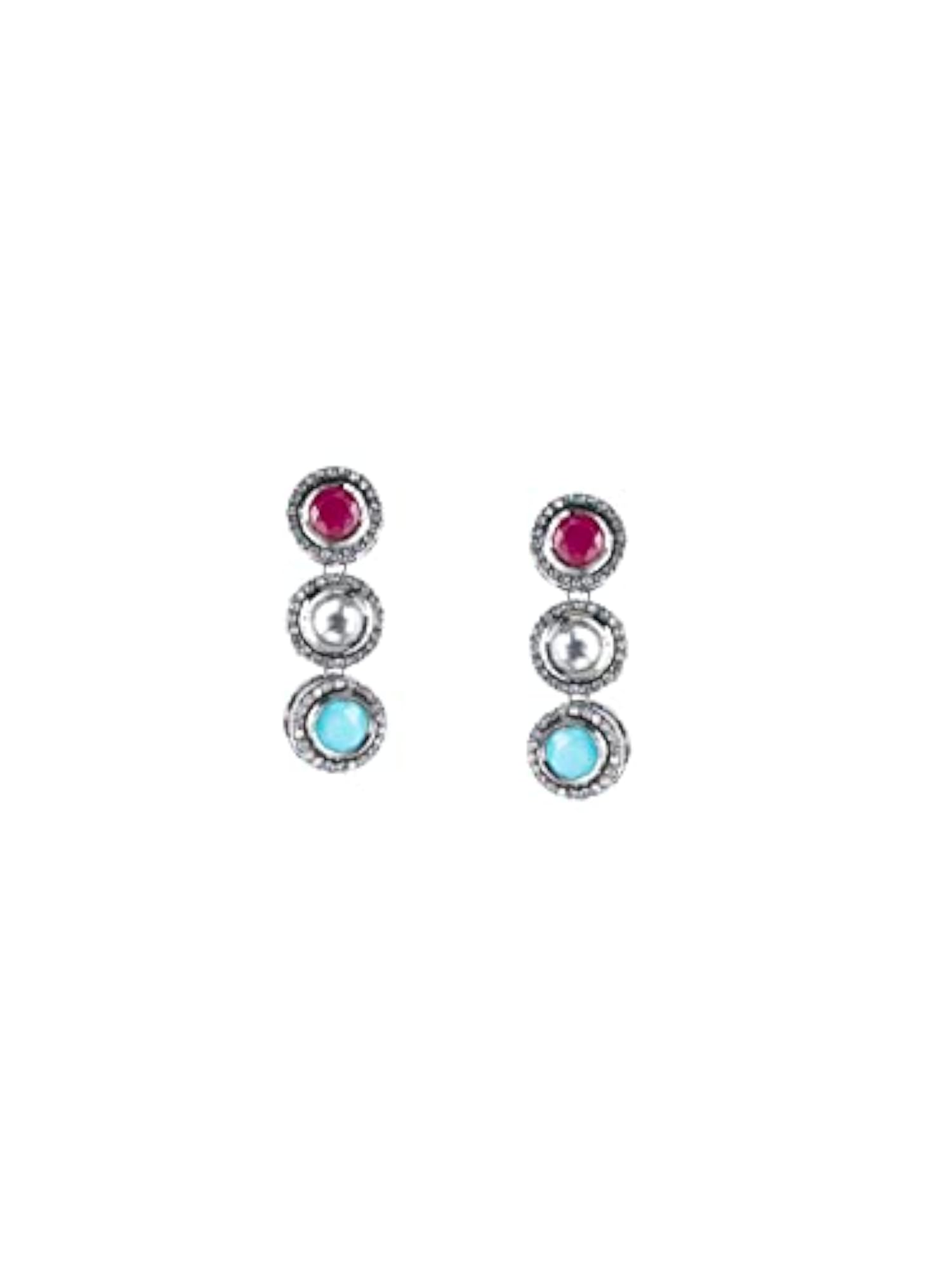 Multicolor Round Link American Diamond Gold-Plated Necklace Set
