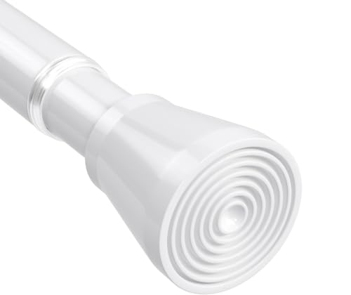 Image of White Shower Curtain Rod 45 to 77 Inch,Spring Tension Curtain Rod