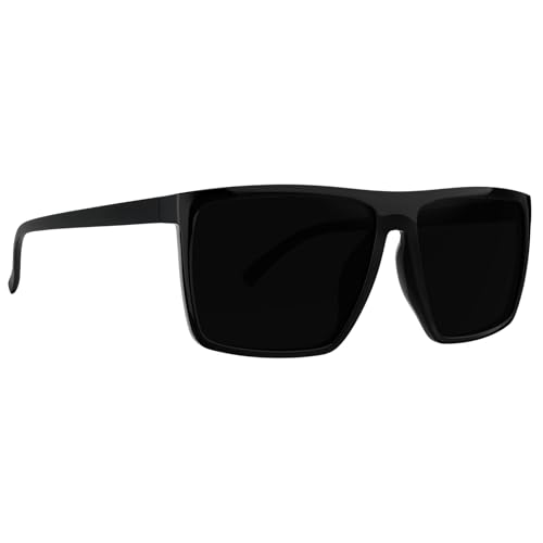 MAXJULI Polarized Sunglasses for Men Lightweight TR90 UV400 Protection Square Sun Glasses Black/Super Dark 8142