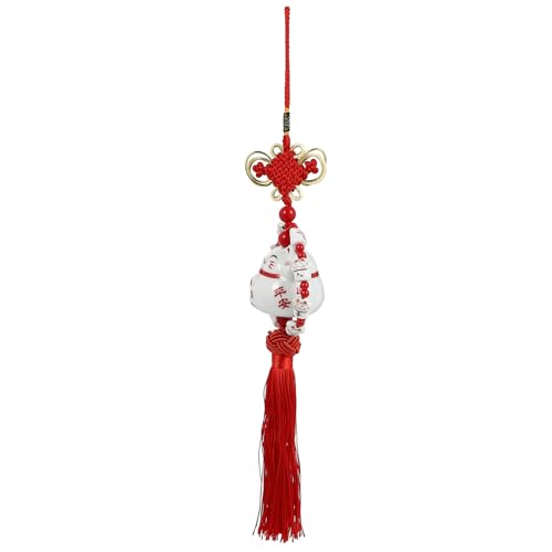 OSALADI Pendentif Voiture Chat Suspendu en Céramique Rouge, Décoration Intérieure Automobile, Ornement pour Véhicule, Accessoire Déco Intérieur Voiture,...
