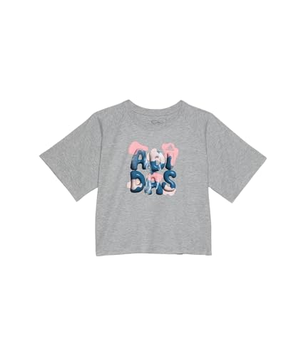 adidas Girls' Short Sleeve Waist Length Raglan Heather Tee(Big Kid)