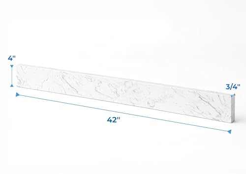 Image of Bathroom Vanity Sink Backsplash /Sidesplash (Engineered Carrara Marble, 4 inch x 42 inch)