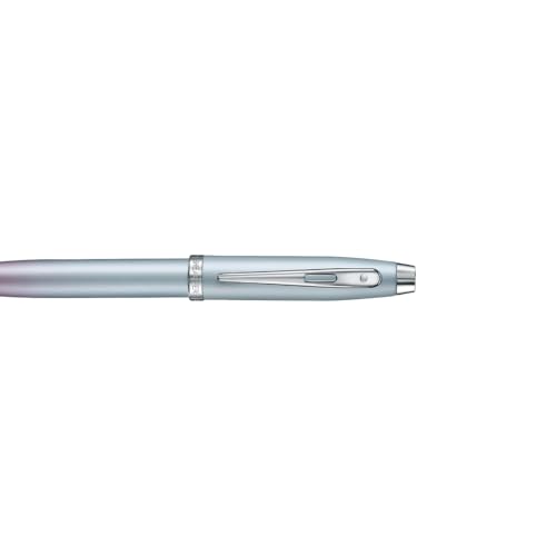 Image of Sheaffer Expressions Gift Set 100 9376 Blue and Pink Pearlised Gradient Ballpoint Pen with Chrome plated Trims and Small Notebook
