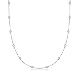 Ross-Simons Bezel-Set Diamond Station Necklace in Sterling Silver