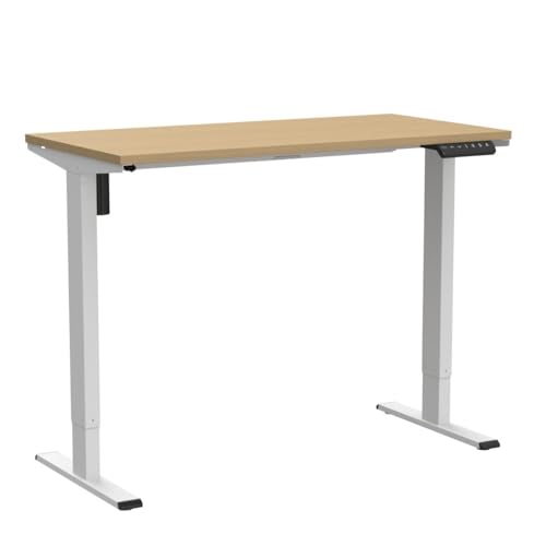 FLEXISPOT E1 Plus 140 * 80cm Electric Height Adjustable Standing Desk ONE PIECE Sit Up Desk with Memory Smart Panel Backpack Hook, Home Office (White Frame+ Maple Desktop)