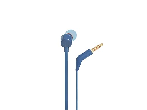 Image of JBL Tune 110 - Wired in-Ear Headphones with JBL Pure Bass Sound, 1-Button Remote, Microphone and Tangle-Free Flat Cable (Blue)