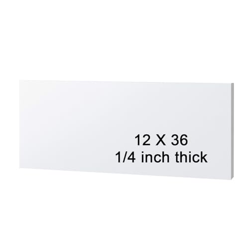 Image of HDPE Sheet 1 /4-12 inch x 36 inch High Density Polyethylene Sheets with Protective Film 1 /4 Thick HDPE Plastic Sheet Board Solid Plastic Block for Flat Panel DIY Projects Machining Home (White)