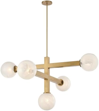 Minka-Lavery Narra 47" 5-Light Chandelier - Legacy Brass with White Bubble Glass (Bulb Not Included)