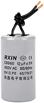 CBB60 Run Capacitor 12uF 450V AC 2 Wires 50/60Hz Cylinder 38mmx70mm (DXL) for Washing Machine Air Compressor Water Pump Motor Refrigerators