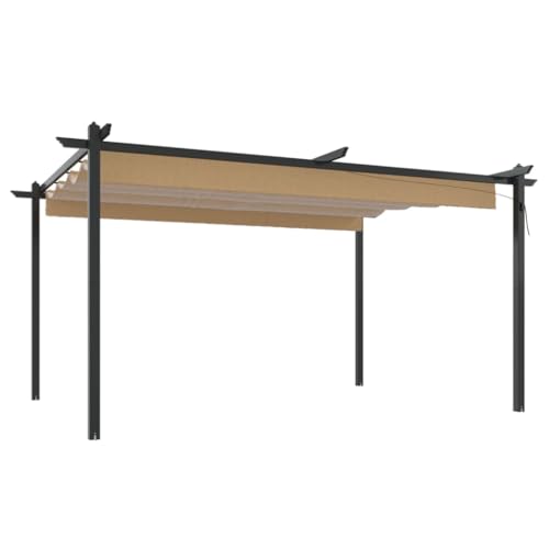 vidaXL Cenador de Jardín con Techo Retráctil Marquesina Carpa Fiestas Cubierta Terraza Balcón Barbacoas Tienda Dosel Refugio Playa Gris Taupé
