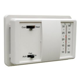 TPIUT8001 UT Series Low Voltage Mechanical Thermostat, Heat/Cool, 24VAC, No Mercury, Horizontal/Vertical Mount Options, Fahrenheit & Celsius, Includes Anticipator, White Finish