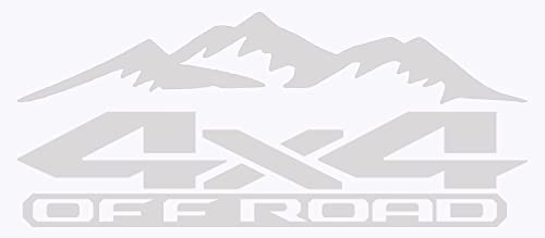 Image of 2 x Light Grey 4x4 Off Road Mountains Bedside Vinyl Decals Fits New Dodge Ram 1500 2500 3500 Power Wagon