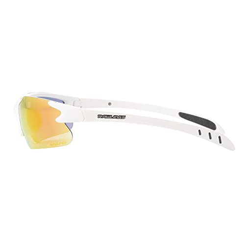 Image of Rawlings Base Runner Youth Baseball Sunglasses, Shiny White /Orange Mirror, 66mm