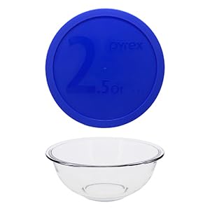 Tazón Pyrex 325 vidrio 2.5Qt con tapa azul redondo miniatura 1