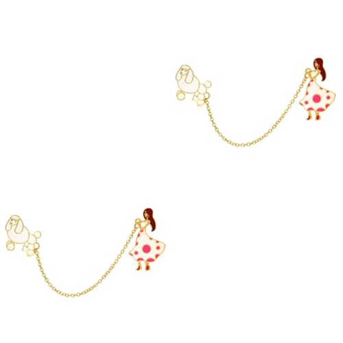 Broche chien dorée avec chaîne, lot de 2 sets de broches de revers raffinées pour femme