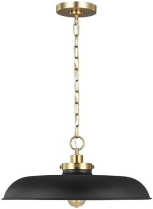 Generation Lighting-Wellfleet-1 Light Medium Pendant in Industrial Style-20 Inch Wide by 8.63 Inch Tall-Midnight Black F