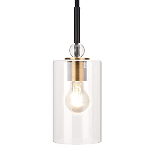 Ul-Listed Glass Pendant Light With E26 Led Bulb, Jackyled Adjustable Height Antique Brass Hanging Light, Modern Gold Pendant Light For Kitchen Island #TOP12