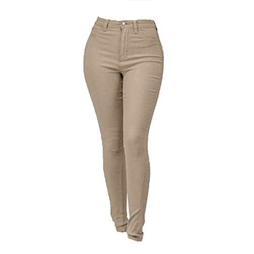 Women's Jean Look Stretchy Jeggings Solid Color High Waist Legging Plus Size Slim Fit Skinny Jeans Pencil Pants Pocket