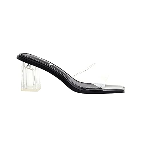 Image of vivianly Women's Low Block Heels Sandal Clear Shoes