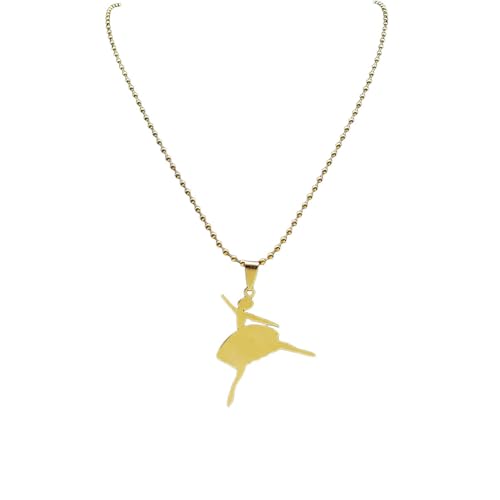 Genérico Colgante de cuello、Ballet Dancer en acero inoxidable Collar cadena mujeres color oro ballerina collar joyería acero inoxidable mujer