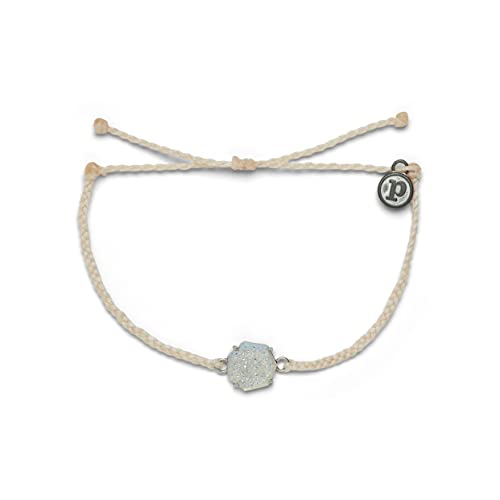 Pura Vida Silver or Rose Gold-Plated Rainbow Geode Braided Bracelet - Adjustable Band, Brand Charm