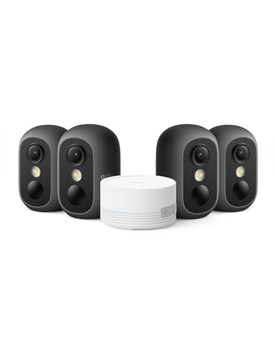 Image of eufy Security eufyCam C35 4-Cam Kit, Wireless Security Indoor /Outdoor Camera, Magnetic Mount, Color Night Vision, Local Storage, No Subscription, IP67, Solar Panel Compatible, Build in 8GB, Black