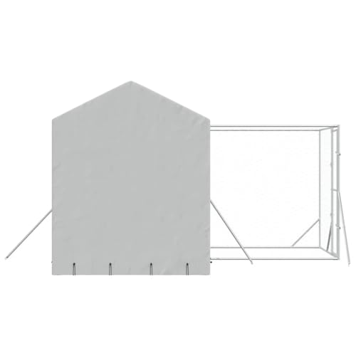 vidaXL Outdoor Hundezwinger, Hundehütte mit Dach, Hundekäfig für den Außenbereich, Hühnerstall Hundezaun Hundeauslauf, Silbern Verzinkter Stahl