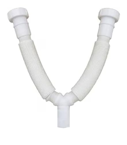 Image of Double Kitchen Sink Drain Pipe | Flexible Waste Pipe for Double Bowl Sink | Leak-Proof PVC Connector Kit | Universal Fit, Easy Installation for Home Kitchen