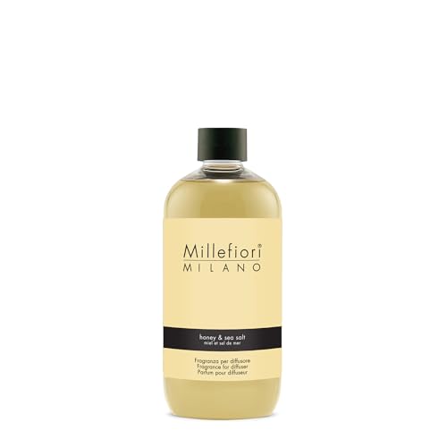 Millefiori Milano – Fragranza Ricarica per Diffusore a Bastoncini 500 ml, Honey & Sea Salt – Profumatore Ambiente Raffinato con Note Dolci e Marine