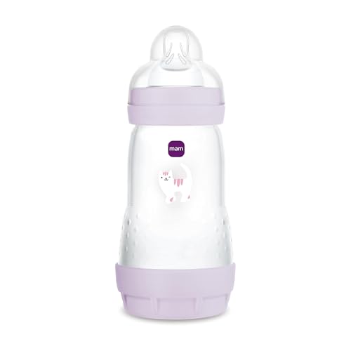 MAM Biberon Easy Start 260 ml, Biberon anticolica per allattamento misto, Riduce le bolle d'aria e il rischio di coliche, Accessori neonati 2+ mesi autosterilizzanti e con tettarella misura 2, Rosa