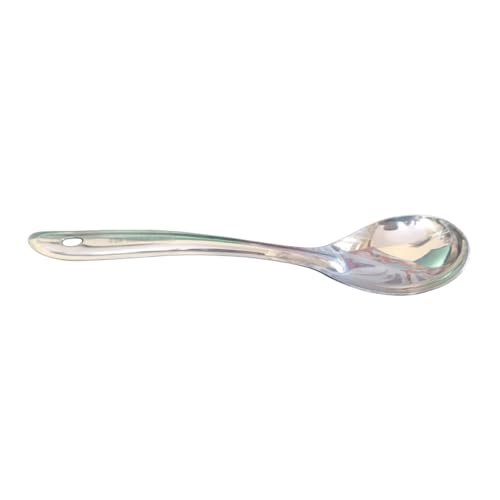 Image of Basting Stainless Steel Serving Spoon, Silver - Heavy Duty Kitchen Spoon, Rust Resistant Mirror Finish, Multipurpose Cooking & Serving Utensil for Home & Restaurant Use
