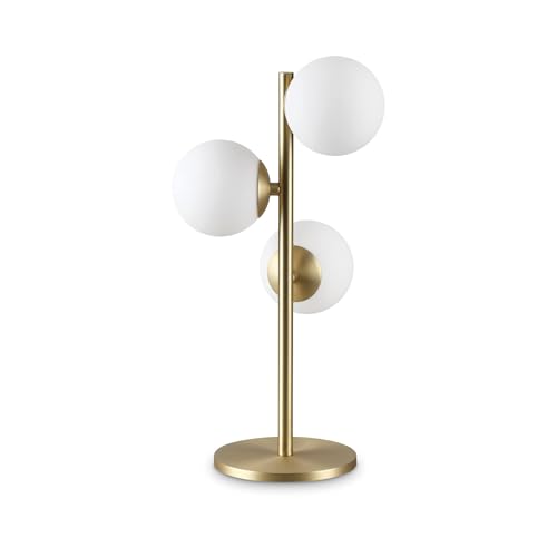 Lampe de table globe 3 lumières en laiton Perlage ambiance cosy