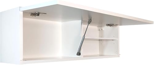 Milionmeblicom Badezimmerschrank Laura Hängeschrank Badezimmermöbel Klappbarer Badezimmer Wandschrank Teleskopöffnung - Mattweiß/Weiß Hochglanz, Maße 30 x 80 x 23 cm