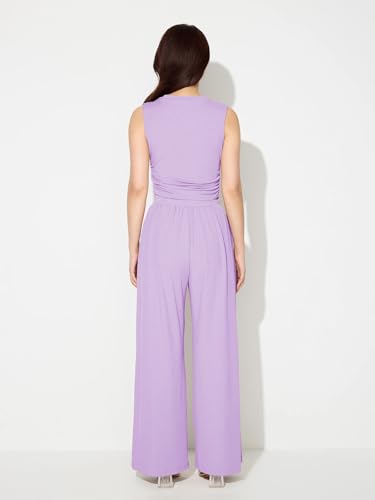 Image of Women's Two-Piece Co-ord Sets-Crop Top and Wide-Leg Pants-Stylish Casual Matching Outfits