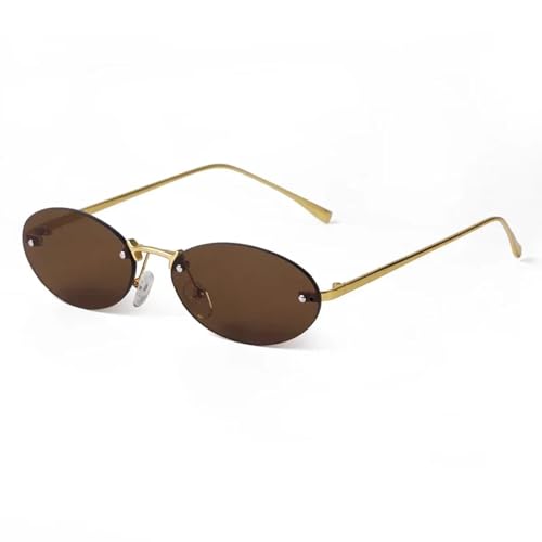 Lunettes de soleil ovales femmes anti-UV avec rivets en métal chic