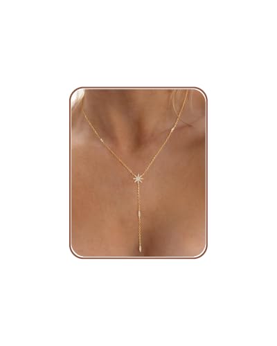 Image of CHESKY Long Necklaces for Women, 14k Gold Plated /Streling Silver Lariat Necklace Dainty Statement Prom Necklace Rosary Cross Sun Drop Pendant Dangle Necklace Gold Prom Jewelry for Women Gifts