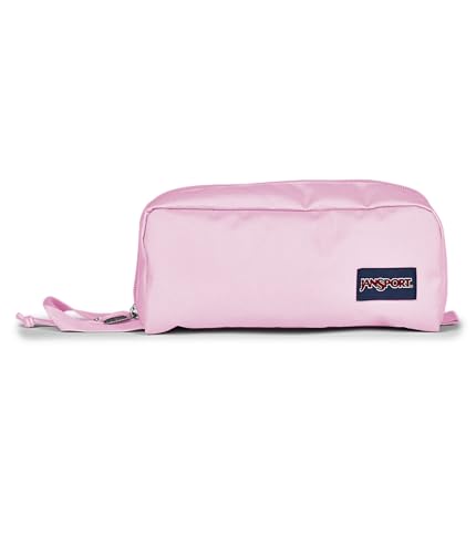 JanSport Perfect Pouch Accordion Opening Single Compartment with 3 Dividers Small Velcro Internal Pocket Pink Ice